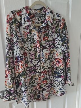Habitat White Floral Multicolor Button-Down Shirt